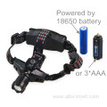 3 modes flashlight rechargeable zoom focus headlamp